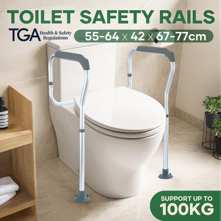 Toilet Safety Rail Bathroom Handrail Surround Frame Adjustable Medical Mobility Aid Seat Grab Support Bar Handle for Elderly Seniors Handicap Disabled
