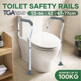 Toilet Safety Rail Bathroom Handrail Surround Frame Adjustable Medical Mobility Aid Seat Grab Support Bar Handle for Elderly Seniors Handicap Disabled