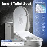 Electric Bidet Toilet Seat Cover Side Panel Remote Control Smart Heated Electronic Instant Warm Water Wash Dryer Self Cleaning Nozzle Soft Close Lid