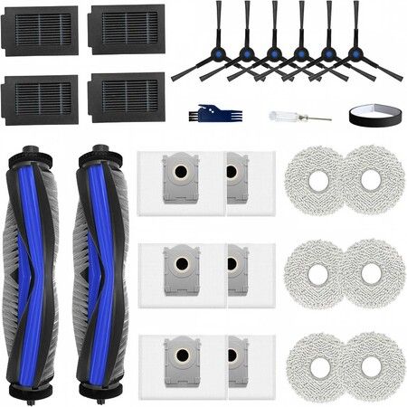 T50 Max Pro Omni Replacement Parts for ECOVACS DEEBOT Robot Vacuum Cleaner 2 Main Brushes 4 Filters 6 Side Brushes 6 Mop Cloths 6 Bags