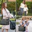 Waterproof Quilted Large Diaper Tote Bag, Daily Travel Bag with Bottle Compartment, Changing Pad, Pacifier Case & Shoulder Strap, Dark Gray
