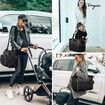 Waterproof Quilted Large Diaper Tote Bag, Daily Travel Bag with Bottle Compartment, Changing Pad, Pacifier Case & Shoulder Strap,Black