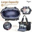 Waterproof Quilted Large Diaper Tote Bag, Daily Travel Bag with Bottle Compartment, Changing Pad, Pacifier Case & Shoulder Strap,Black