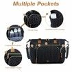 Waterproof Quilted Large Diaper Tote Bag, Daily Travel Bag with Bottle Compartment, Changing Pad, Pacifier Case & Shoulder Strap,Black