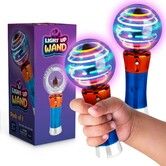 2 Pack Spinning Light Up Magic Globe Wand, Kids LED Sensory Toy, Easter Basket Stuffer, Birthday Party Favor Goodie Bag Gift for Boys Girls