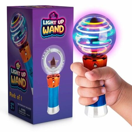 Spinning Light Up Magic Wand, LED Rotating Ball Sensory Toy for Kids, Party Favor Classroom Prize, Holiday Autism Friendly Gift