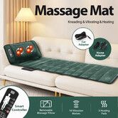HOMASA Heated Massage Mat Full Body Vibration Shiatsu Neck Massager Electric Heating Pad Shoulder Back Leg Heating 10 Motors Chair Car Seat Cushion