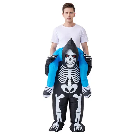 Inflatable Skeleton Carry Me on The Shoulder Costume Ride Costumes Air Blow up Suit Party Dress Halloween and Christmas Cosplay