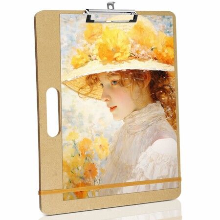 Sketch Drawing Board,Art Board with Handle,Sturdy Clip and Rubber Band,Portable Artist Clipboard Easel 43 x 33cm
