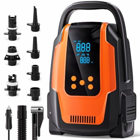 Paddle Board Electric Pump,50 PSI High Pressure SUP Pump with Auto-Off,12V DC Paddleboard Pump with Inflation Deflation,8 Nozzles Air Pump