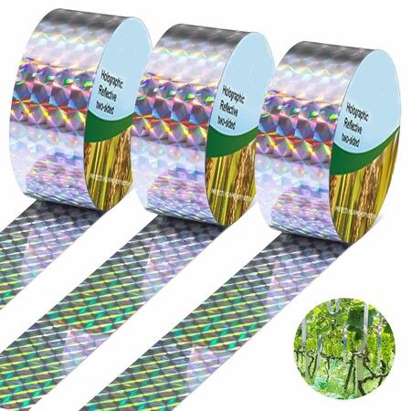 3 Rolls Reflective Bird Repellent Tape, 80m x 2.4cm Bird Deterrent Reflective Strip, Outdoor Garden Pest Control Protection Tape