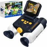 Binoculars for Kids with Night Vision, Digital Camera Binoculars STEM Toy with 2.4 Inch IPS Screen, Rechargeable for Boys Girls Birthday Gift (White)
