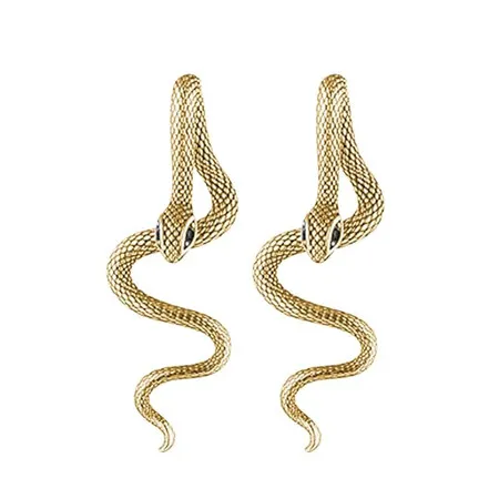 Vintage Goth Snake Earrings, Snake Statement Jewelry for Women's Halloween, Gold