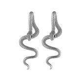 Vintage Goth Snake Earrings, Snake Statement Jewelry for Women's Halloween, Silver