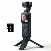 4K Vlogging Camera with 330 Degree Rotating Lens,Portable Pocket Digital Camera for YouTube TikTok,Includes 16GB Card,Tripod Carrying Bag,Black