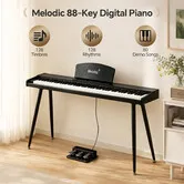 Melodic 88 Key Digital Piano Beginners Full Size Acoustic Electric Keyboard Bluetooth MIDI Electronic Music Stand 3 Pedals 128 Rhythms 80 Demo Songs