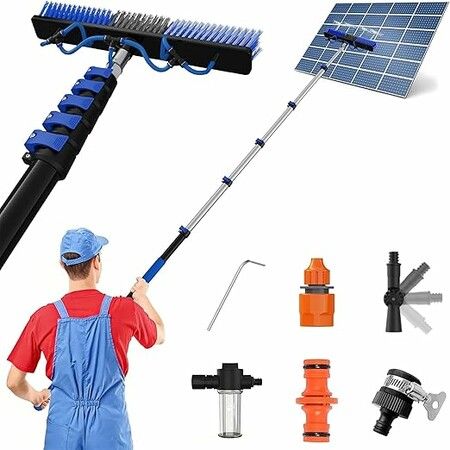 5-12FT 3.6M Solar Panel Cleaning Brush Water Fed Pole Kit Telescopic Solar Cleaning 30CM Brush  Aluminium Pole High Window Billboard Scrubber Set