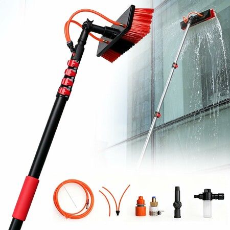 5-12FT 3.6M Solar Panel Cleaning Brush Water Fed Pole Kit Telescopic Solar Cleaning 30CM Brush  Aluminium Pole High Window Billboard Scrubber Set
