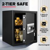 38L Steel Home Safe Lock Box Electronic Security Keypad Removable Shelf Anti-Theft Alarm Emergency Keys Money Cash Deposit Jewellery Documents Storage