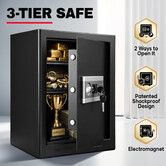 50L Steel Home Safe Lock Box Electronic Security Keypad Removable Shelf Anti-Theft Alarm Emergency Keys Money Cash Deposit Jewellery Documents Storage