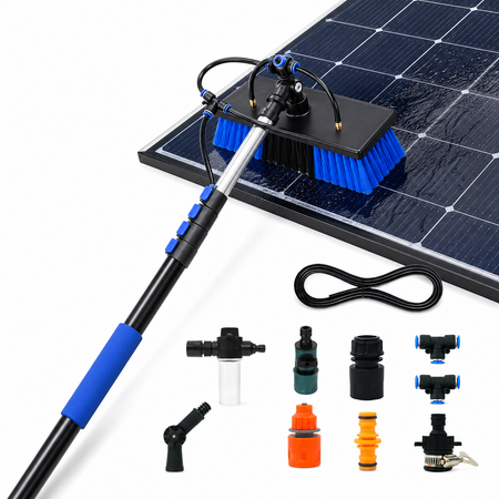 5-12FT 3.6M Solar Panel Cleaning Brush Water Fed Pole Kit Telescopic Solar Cleaning 30CM Brush  Aluminium Pole High Window Billboard Scrubber Set