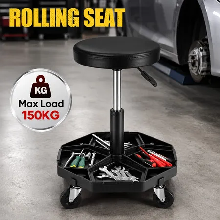 Swivel Work Stool Chair Mechanic Tool Tray Height Adjustable Pneumatic Roller Seat for Home Car Repair Shop Salon Barber Bar Drafting Spa with Wheels