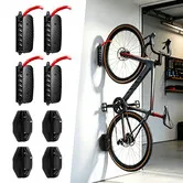 4 PCS Swivel Bike Wall Mount Vertical Bicycle Storage Rack Stand Rotating Hangers Garage Cycle Holder Shed Space Saver Bracket 30kg Capacity Each