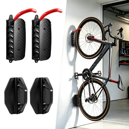 2 PCS Swivel Bike Wall Mount Vertical Bicycle Storage Rack Stand Rotating Hangers Garage Cycle Holder Apartment Space Saver Bracket 30kg Capacity Each