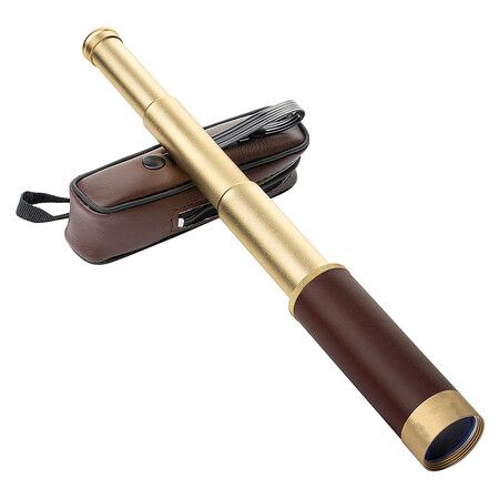 Retro Pirate Telescope Zoomable 25x30 Pocket Monocular Portable Collapsible BAK-4 Lens Captain Jack's Spyglass Vintage Telescope for Kids