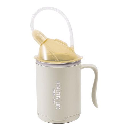3 in 1 Spill Proof Men Women Sippy Cup, 13.5oz Stainless Steel Drinking Mug, Leak Proof Hospital Cup for Elderly, Bedridden Patients, White