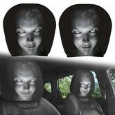 Ghost Face Headrest Covers,Scary Covers for Cars,Halloween Themed Fun Headrest Covers,Universal Size,Washable Stretch Fabric,Scary Set (2pcs)
