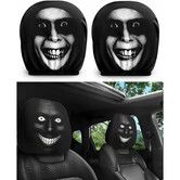 2PCS Ghost Face Headrest Covers,Scary Face Printing Auto Seat Universal Elastic Models Headrest Protector
