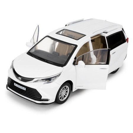 1:24 Compatible for Sienna MPV Car Model, Pull Back Diecast Toy Car with Sounds and Lights for Kids Boys Girls and Men Women, White