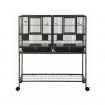 i.Pet 106cm 2-in-1 Bird Cage Aviary with Divider Parrot Budgie Wheels Black