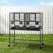 i.Pet 106cm 2-in-1 Bird Cage Aviary with Divider Parrot Budgie Wheels Black
