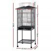 i.Pet 136cm Bird Cage Aviary Open Top Parrot Budgie Stand Wheels Black