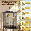 i.Pet 136cm Bird Cage Aviary Open Top Parrot Budgie Stand Wheels Black
