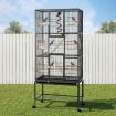 i.Pet 176cm 3-Tier Large Bird Cage Aviary with Ladder Parrot Budgie Wheels Black
