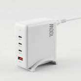 Devanti USB C Charger 100W Fast Charger 4 Port GaN Desktop Station White
