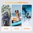 4K Underwater Camera 64MP 10M Waterproof,32GB Card Dual-Screen Dustproof,UHD Autofocus Point-and-Shoot,Compact,Floatable,Yellow