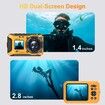 4K Underwater Camera 64MP 10M Waterproof,32GB Card Dual-Screen Dustproof,UHD Autofocus Point-and-Shoot,Compact,Floatable,Yellow