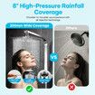 WELS Dual Shower Head Set 8” Square Chrome High Pressure Rainfall Overhead Showerhead 3 Mode Handheld Power Rain Spray Holder Hose Hotel Bathroom