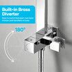 WELS Dual Shower Head Set 8” Square Chrome High Pressure Rainfall Overhead Showerhead 3 Mode Handheld Power Rain Spray Holder Hose Hotel Bathroom