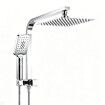 WELS Dual Shower Head Set 8” Square Chrome High Pressure Rainfall Overhead Showerhead 3 Mode Handheld Power Rain Spray Holder Hose Hotel Bathroom