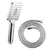 WELS Dual Shower Head Set 8” Square Chrome High Pressure Rainfall Overhead Showerhead 3 Mode Handheld Power Rain Spray Holder Hose Hotel Bathroom