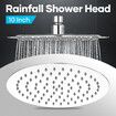 10 Inch Round Rainfall Shower Head 250mm High Pressure Overhead Showerhead Stainless Steel Chrome Fixed Rain Spray WELS 9LPM Water Saving Replacement