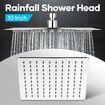 10 Inch Square Rainfall Shower Head 250mm High Pressure Overhead Showerhead Stainless Steel Chrome Fixed Rain Spray WELS 9LPM Water Saving Replacement