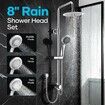 WELS Dual Rain Shower Head Set Chrome Round High Pressure Rainfall Overhead Showerhead 3 Mode Handheld Spray Adjustable Rail Separate Water Inlet