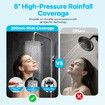 WELS Dual Rain Shower Head Set Chrome Round High Pressure Rainfall Overhead Showerhead 3 Mode Handheld Spray Adjustable Rail Separate Water Inlet