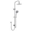 WELS Dual Rain Shower Head Set Chrome Round High Pressure Rainfall Overhead Showerhead 3 Mode Handheld Spray Adjustable Rail Separate Water Inlet